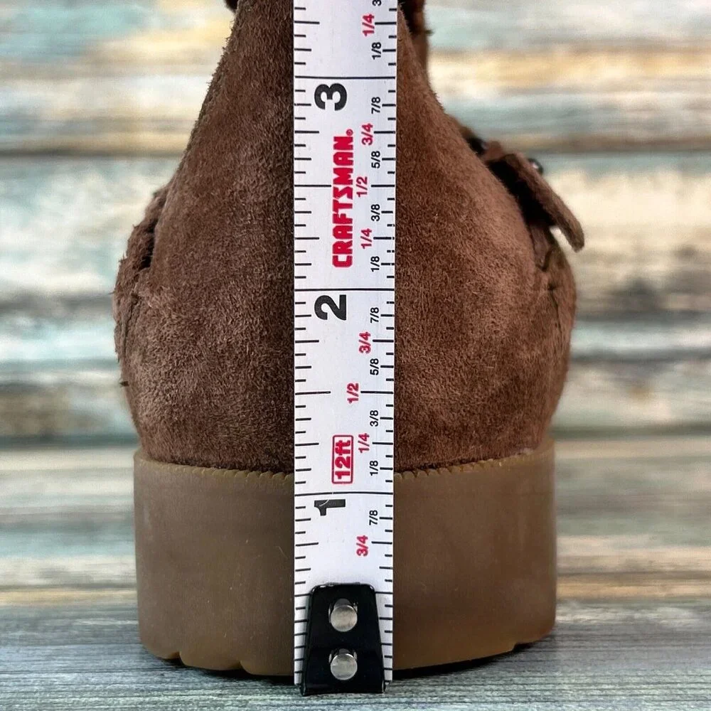 TEVA Delavina Ankle Boots Womens Size 6.5M Brown Suede Zip Up Low Block Heel